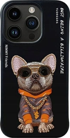 Nimmy iPhone 15 Pro 6.1" Case Black Glasses Cool Dog