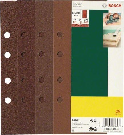 Bosch Bosch 25 Sanding Pads 93x230 8 holes Grit 60-240