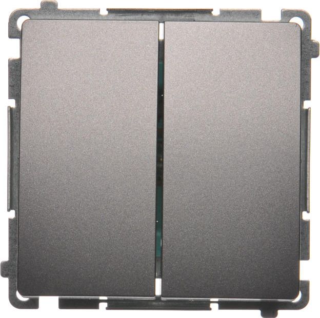 Kontakt-Simon Łącznik świecznikowy Simon Basic podwójny 10AX 250V inox (BMW5.01/21)