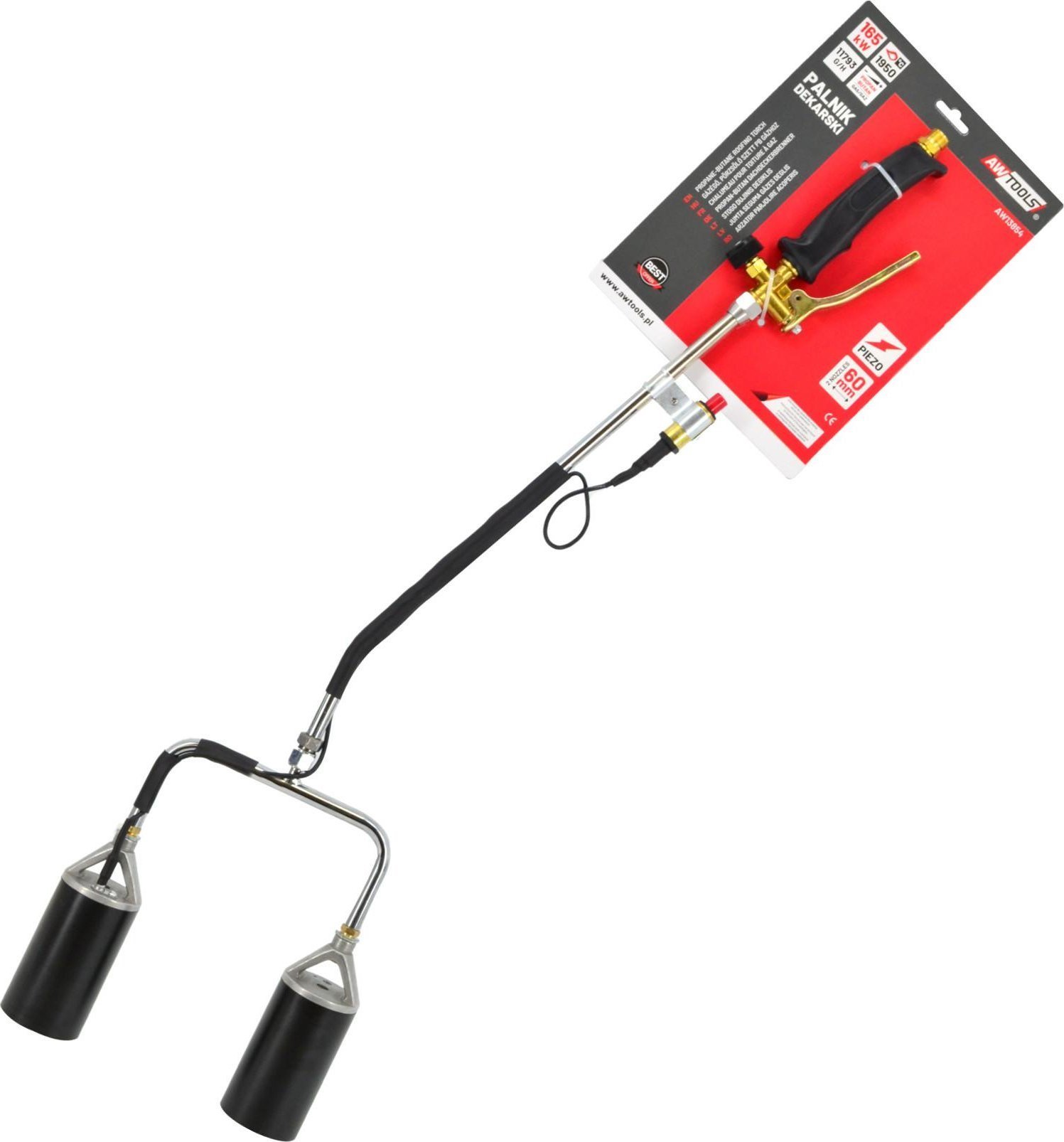 AWTOOLS PALNIK DEKARSKI DŁUGI Z DWOMA DYSZAMI - PIEZO