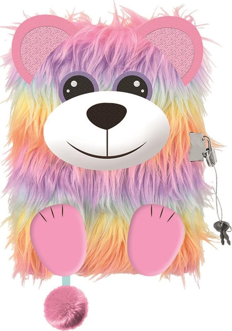 Pamiętnik z kłódką 3D "włochacz" A5 96 kartek MY LITTLE FRIEND RAINBOW BEAR