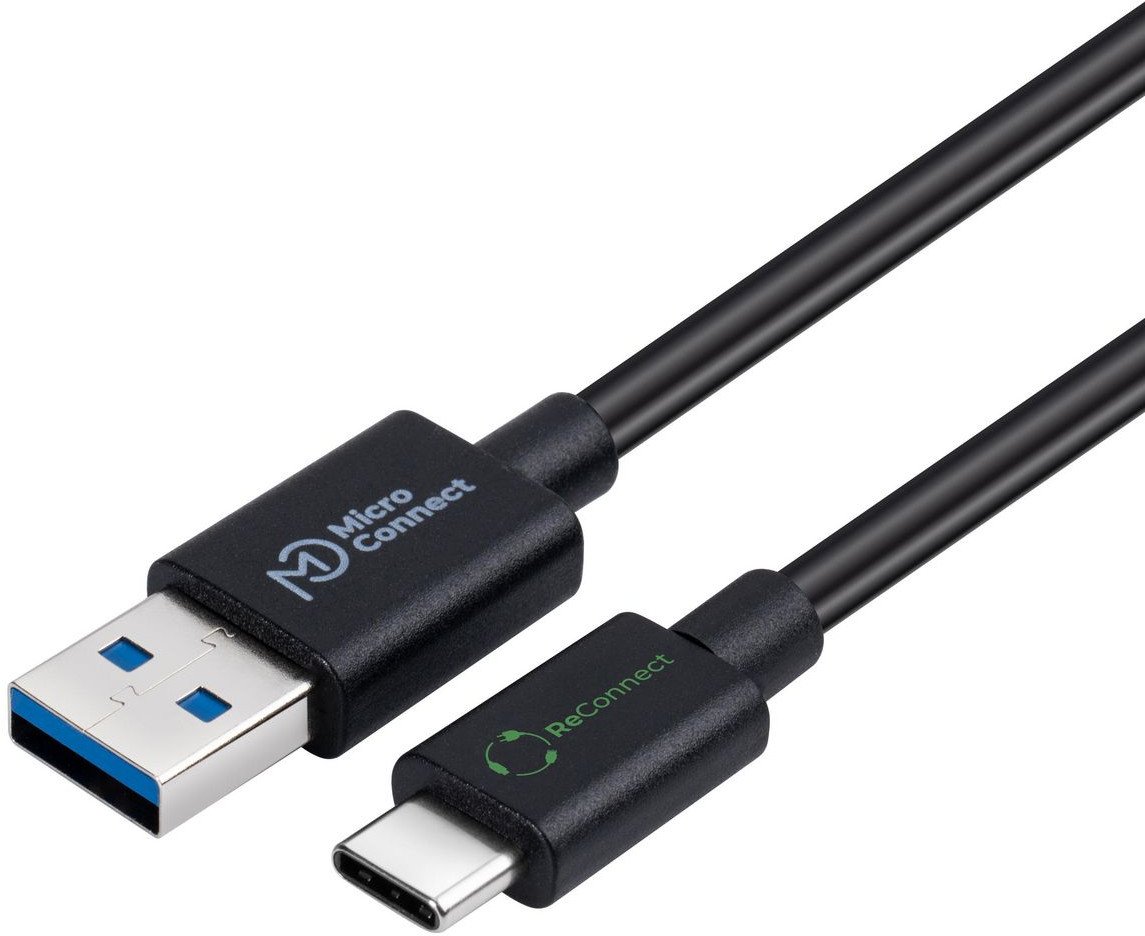 Kabel USB MicroConnect USB-A - USB-C 0.5 m Czarny (ECO-USB3.2CA05)