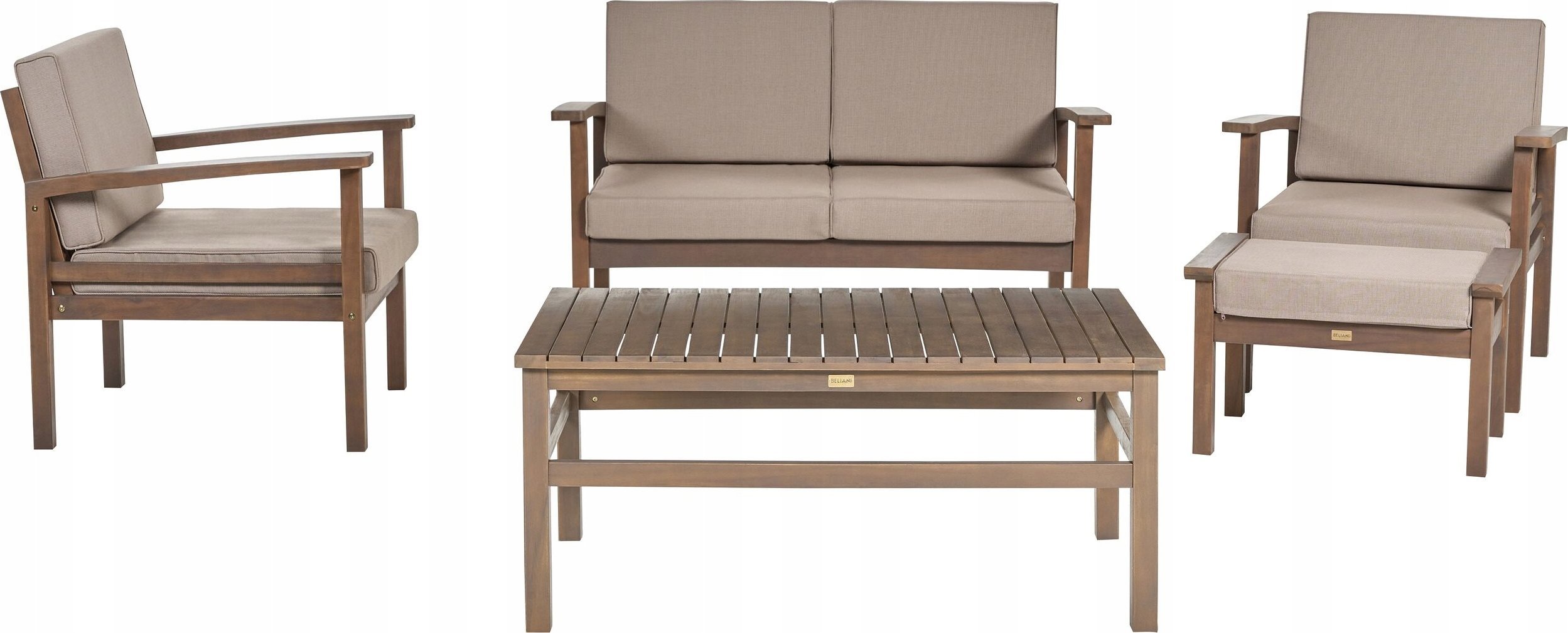 Beliani Zestaw wypoczynkowy dla 4 osób Drewno akacjowe Ciemne drewno MANILA