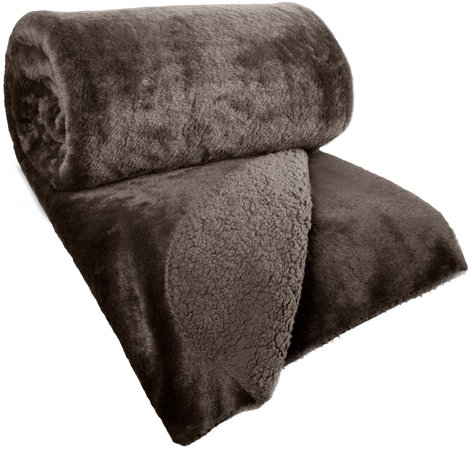 Narzuta ciemnobrązowa 170x210 Nina dwustronna futrzana miękka ciepła