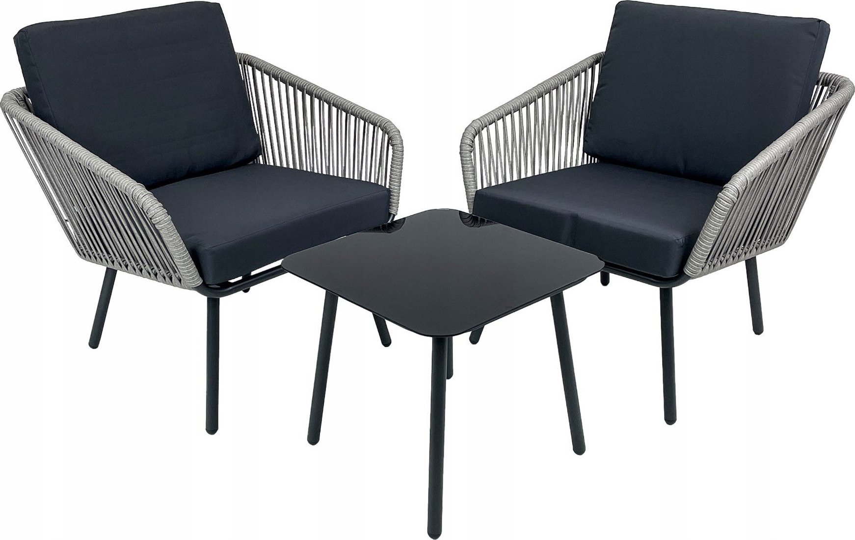 kontrast Zestaw mebli ogrodowych 2 fotele + stolik Venezia 2os. szary