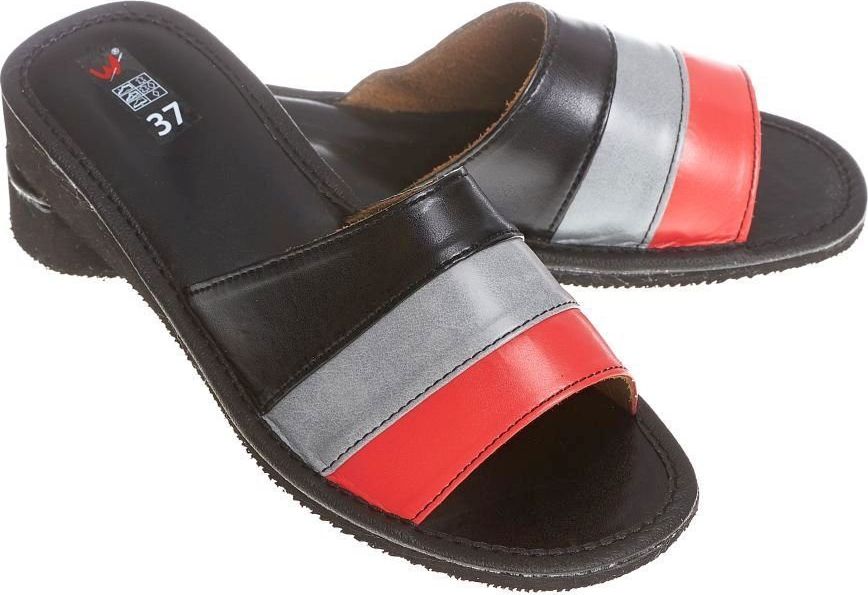 Wójciak Eleganckie pantofle ze skóry na delikatnym koturnie pw041czarny 41