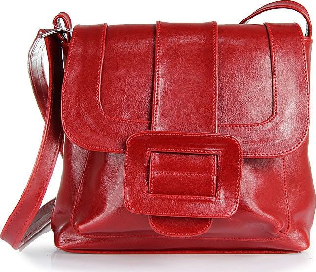 DAN-A Torebka skórzana damska listonoszka DAN-A T12 czerwona