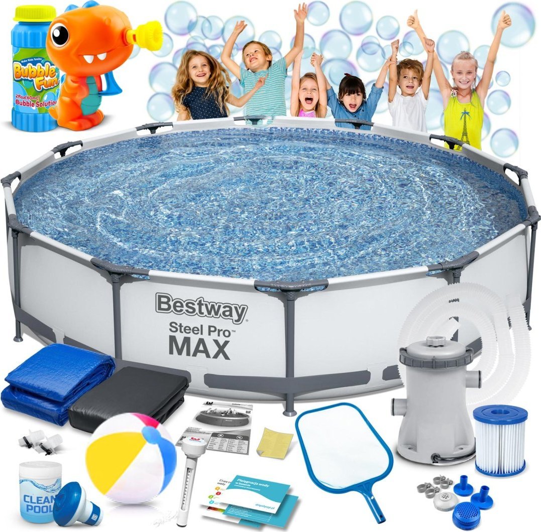 Basen ogrodowy stelażowy 366 x 76 cm 16w1 Bestway 56416 + maszynka do baniek GRATIS
