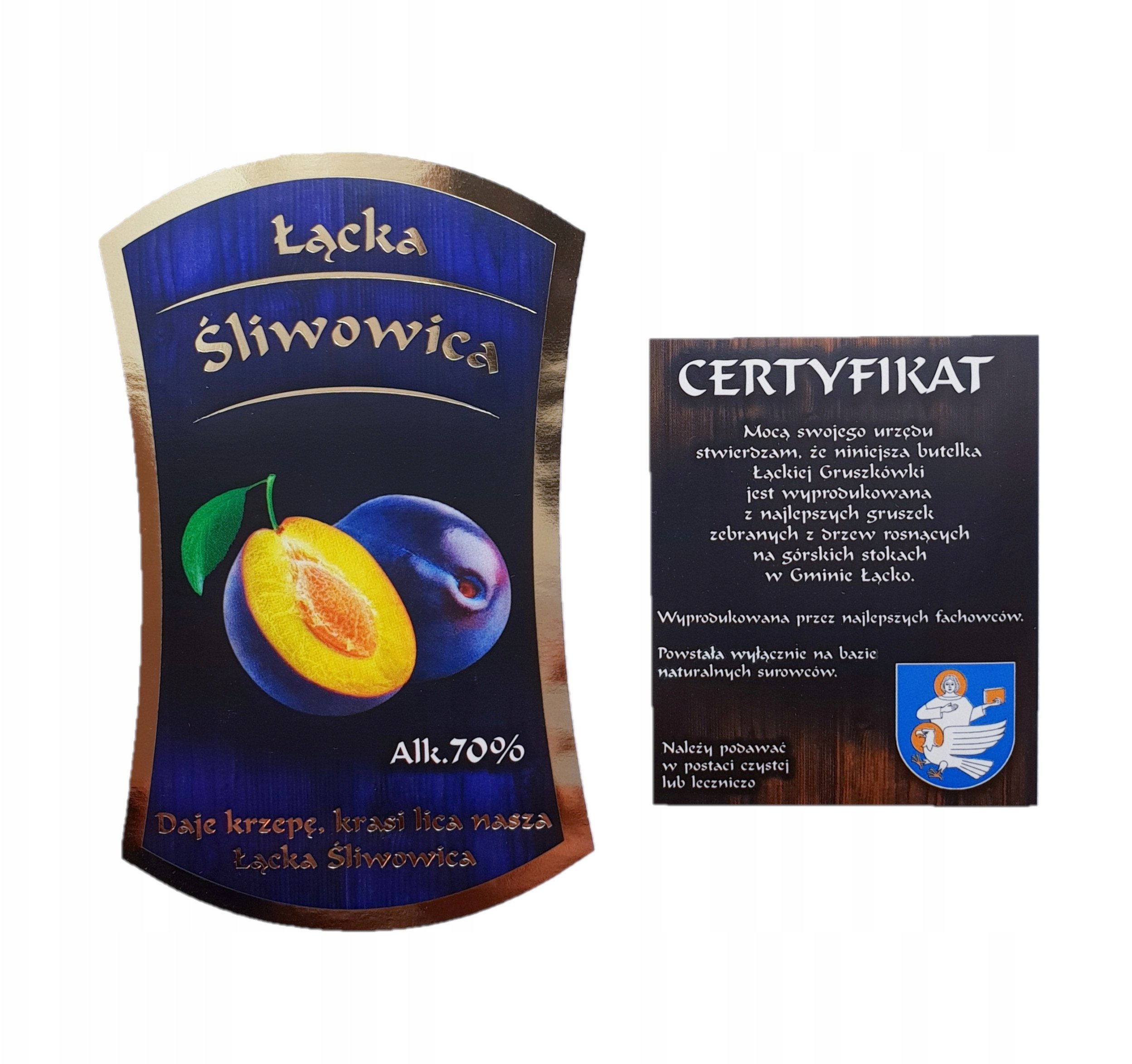 10X ETYKIETY NAKLEJKI ŚLIWOWICA GRUSZKÓWKA ZŁOCONA