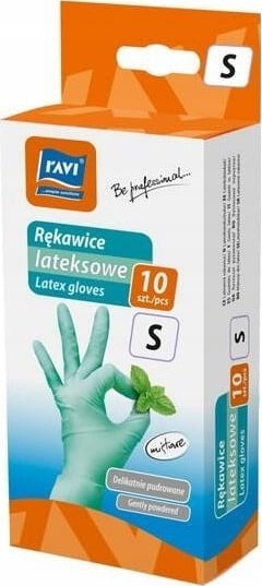 Ravi Rękawice ochronne lateksowe miętowe S 10 sztuk zielone