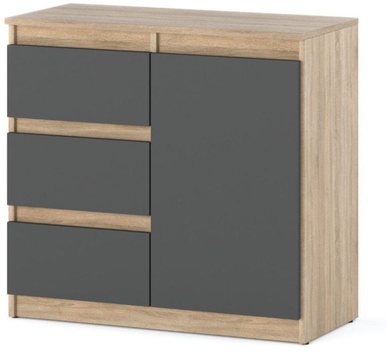 Komoda Nowoczesna Z 3 Szufladami Młodzieżowa Do Salonu 80cm Sonoma Szara