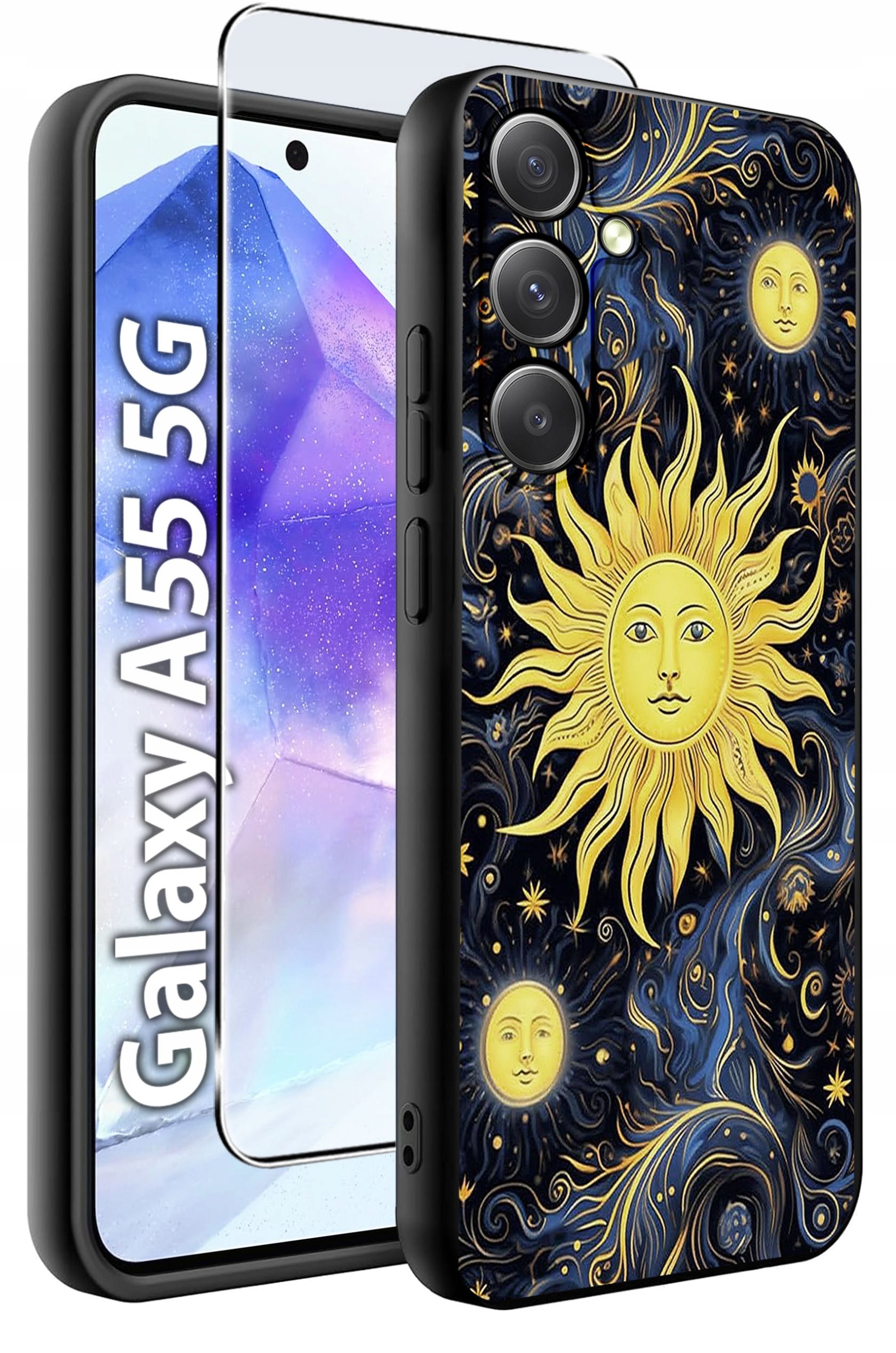 ETUI do Samsung A55 5G WZORY | SILIKONOWE MATT CASE + SZKŁO HARTOWANE 9H