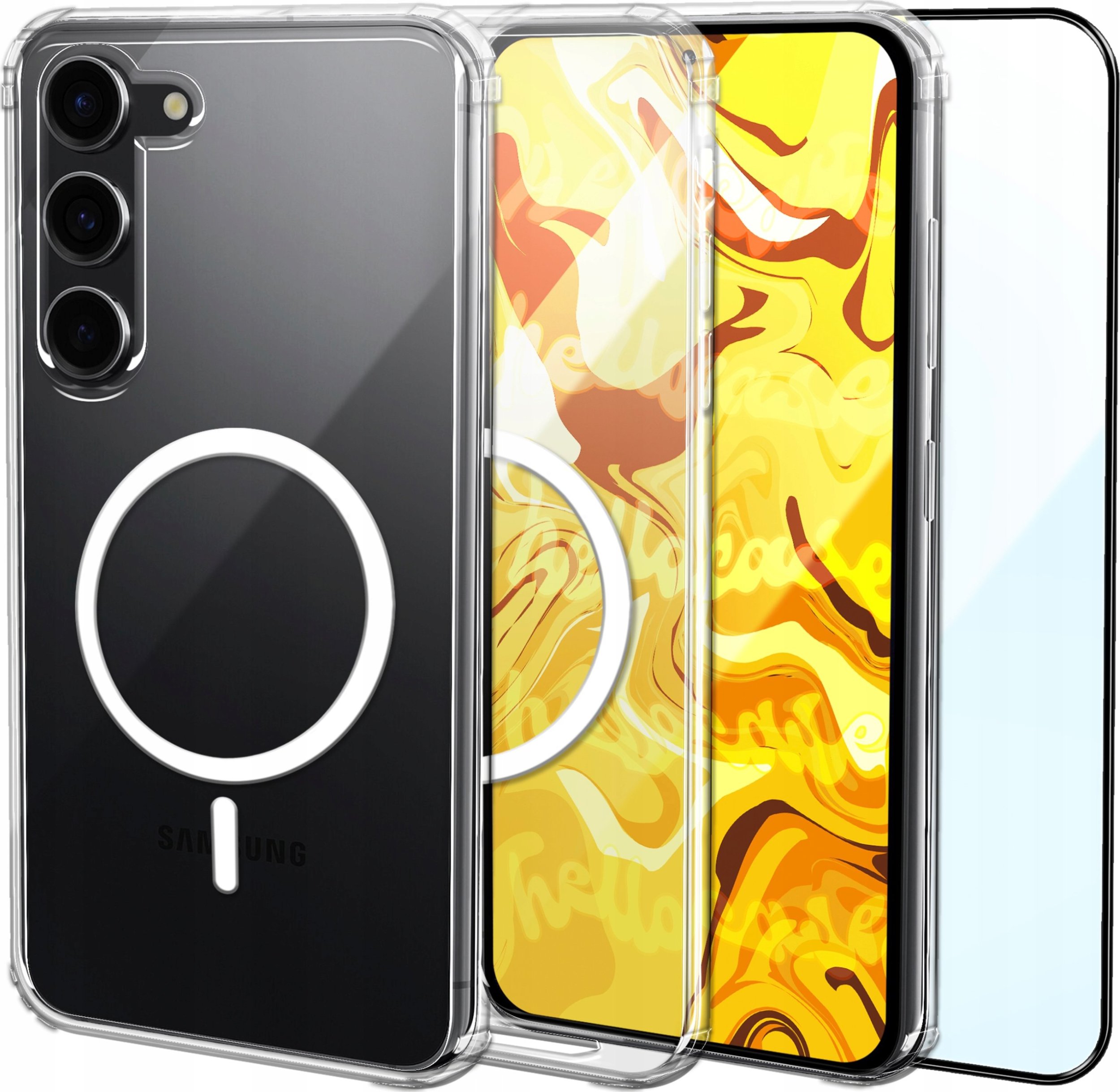 Hello Case Etui Magsafe Do Samsung Galaxy S23 PLUS (Przezroczyste, Wzmacniane) Szkło