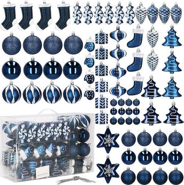 Springos Bombki choinkowe 77 szt. granatowy zestaw choinkowy UNIWERSALNY