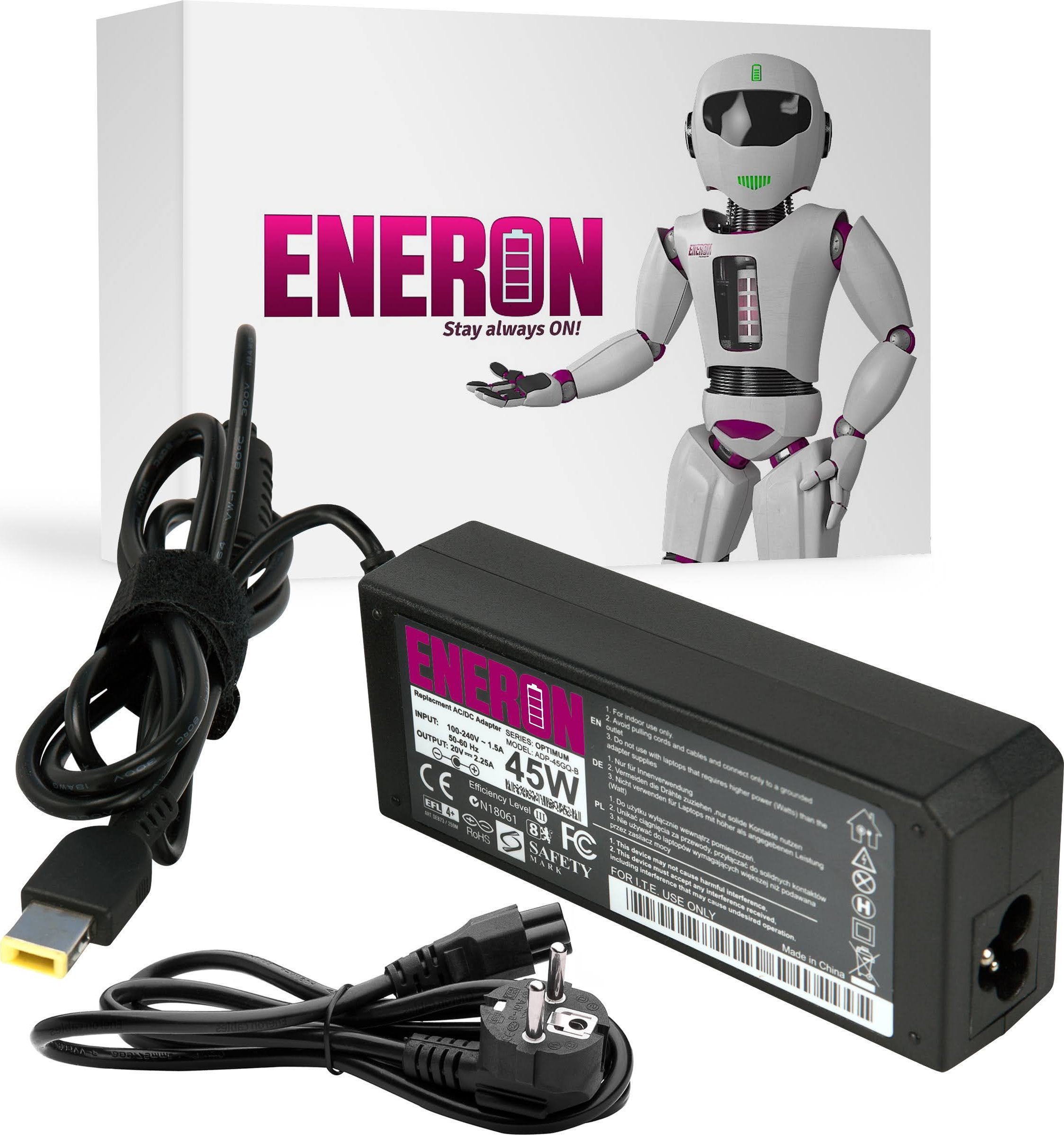 Zasilacz do laptopa Eneron 45 W, Slim Tip, 2.25 A, 20 V