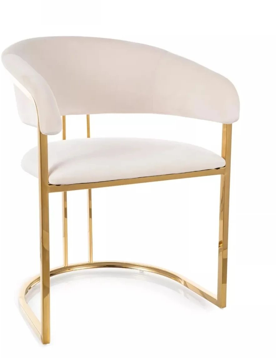 Krzesło tapicerowane TULIPE VELVET jasnobeżowe SIGNAL