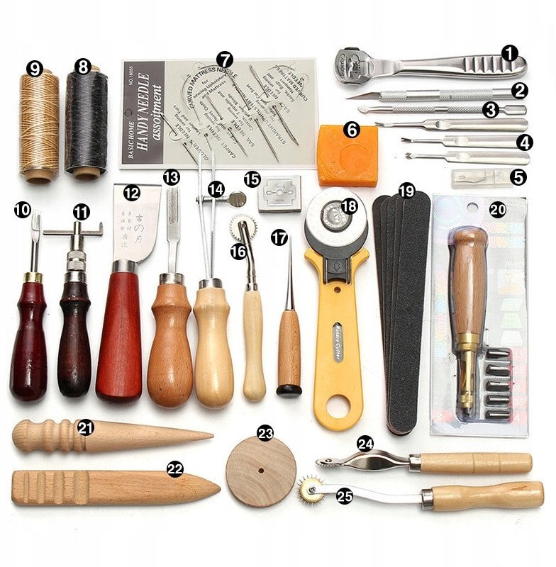 ZESTAW Narzędzi KALETNICZY do SKÓR TOREBEK 37szt