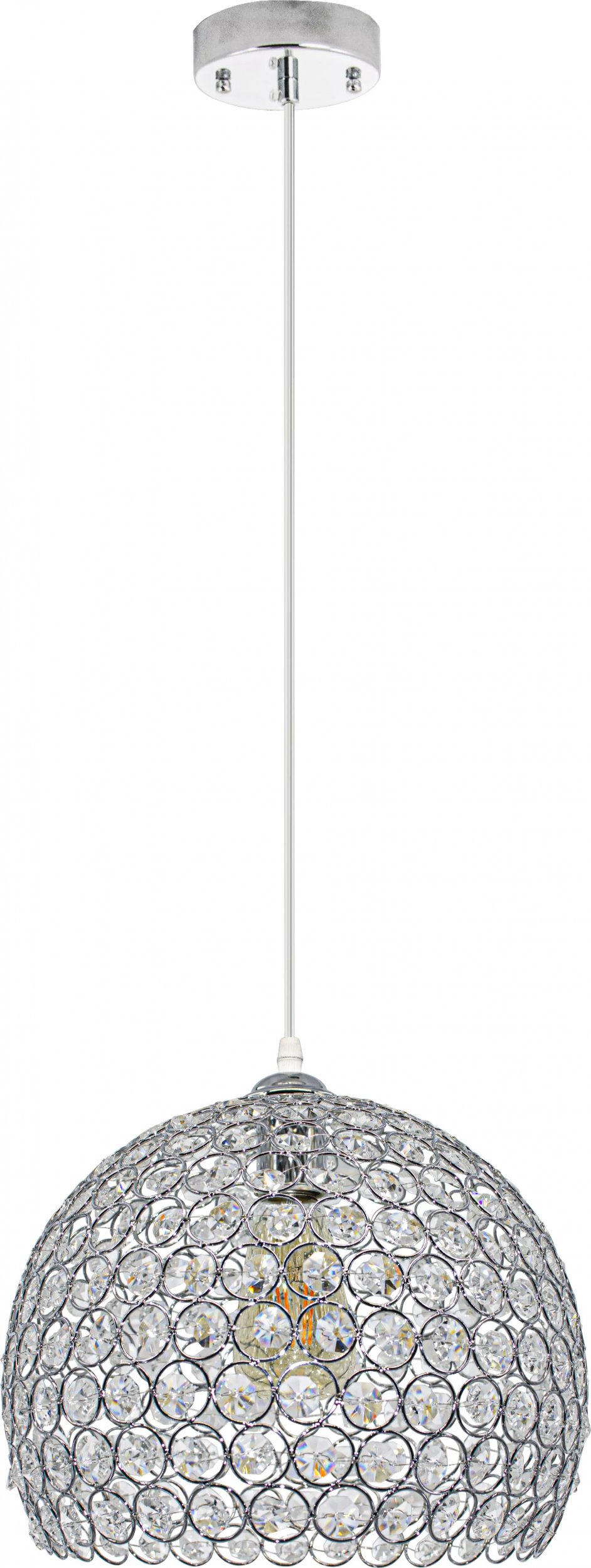 Lampa wisząca Mdeco Wisząca lampa salonowa ELM5159/1 8C kryształowa kopuła chrom