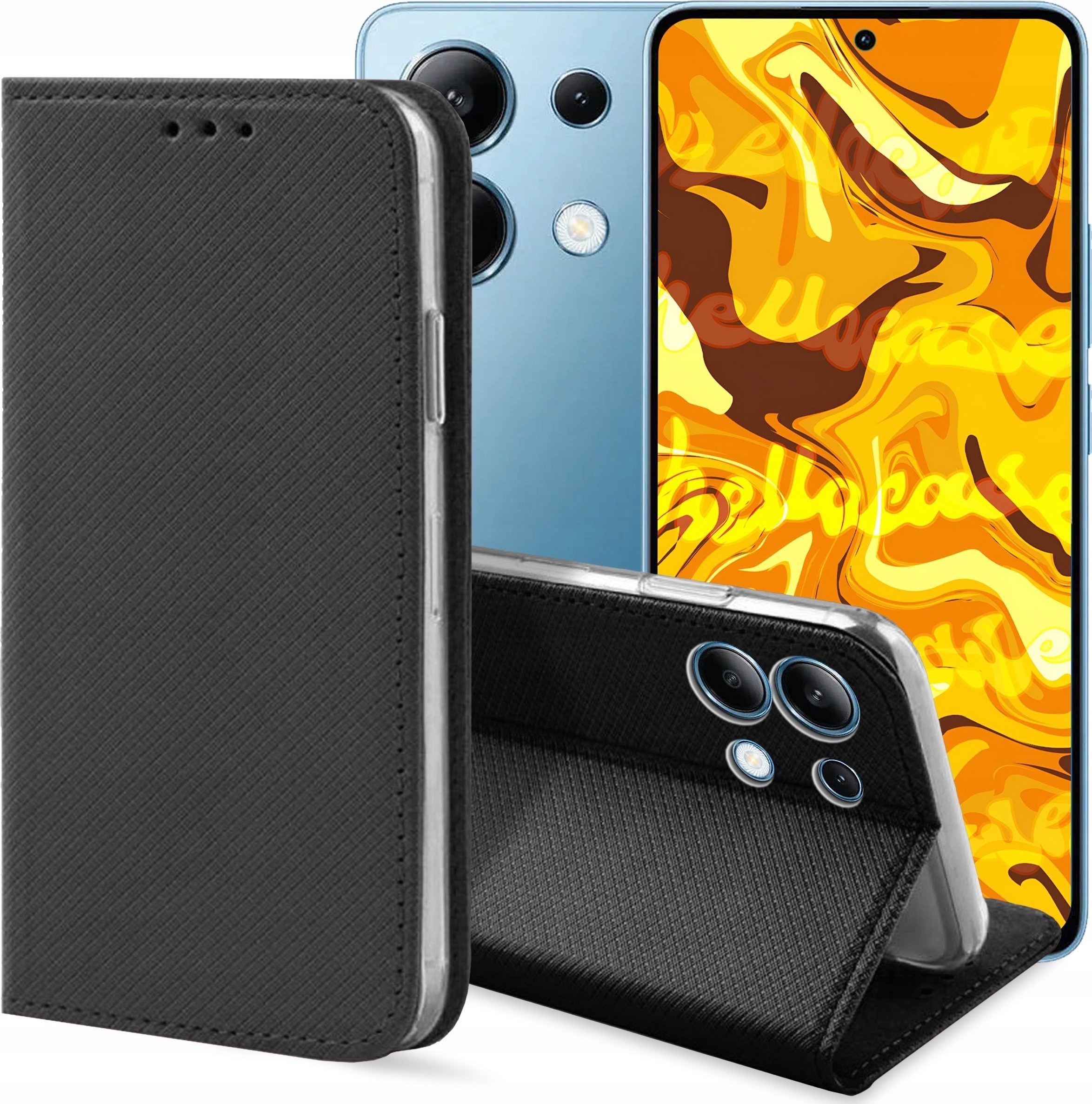 ETUI Z KLAPKĄ DO XIAOMI REDMI NOTE 13 4G CZARNE MAGNETYCZNE ZAMYKANE KABURA