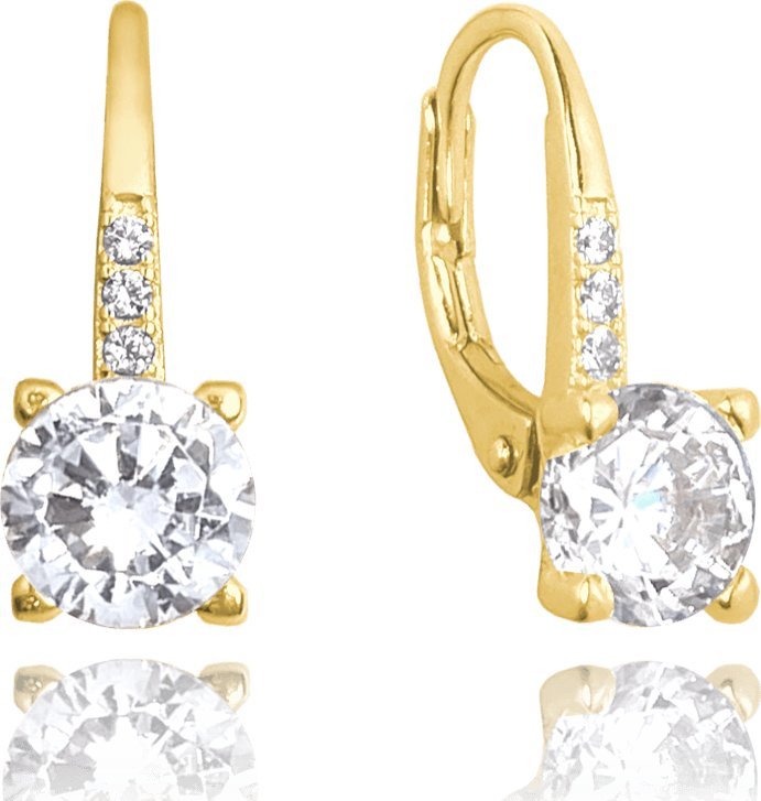 Minet MINET Pozłacane eleganckie kolczyki srebrne z białą cyrkonią