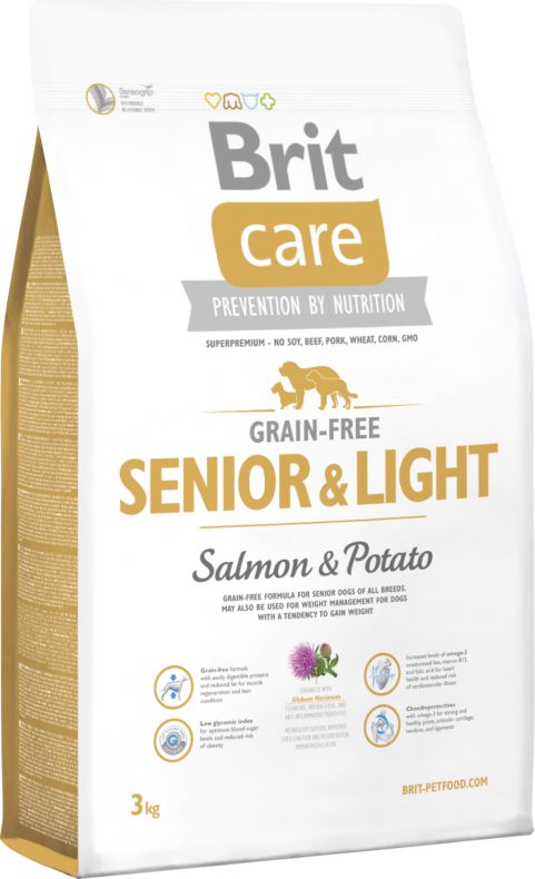 Brit Care Grain-free Senior&Light Salmon & Potato - 3 kg