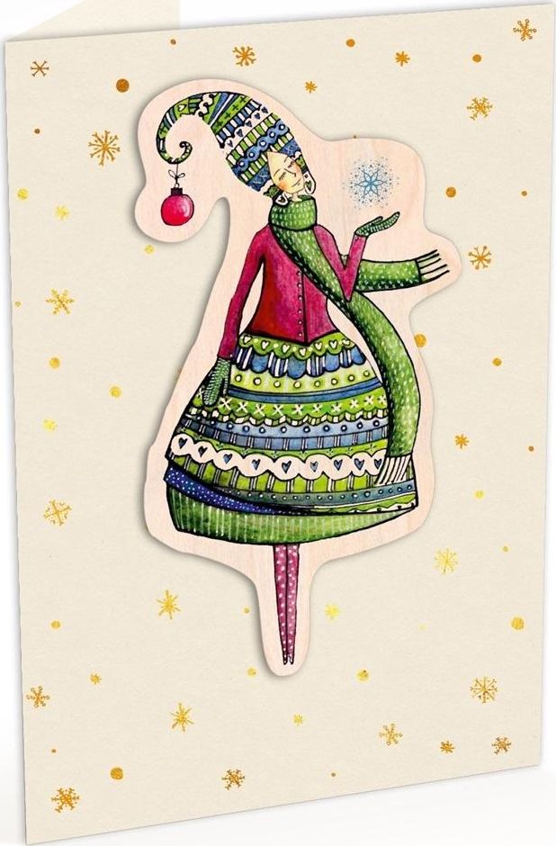 Cozywood Karnet C6 naklejany + kop. Święta Kob. I śnieżynka