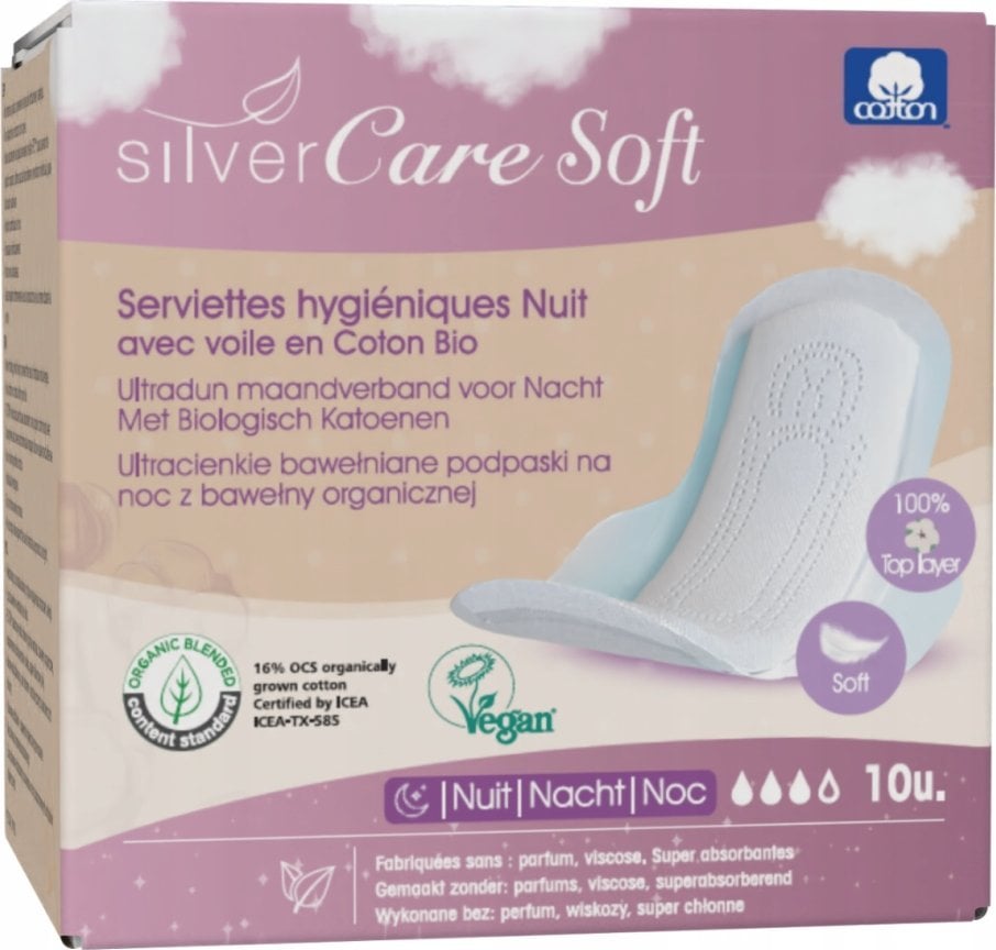 MASMI_Ultracienkie bawełniane podpaski na noc ze skrzydełkami Soft 10szt.