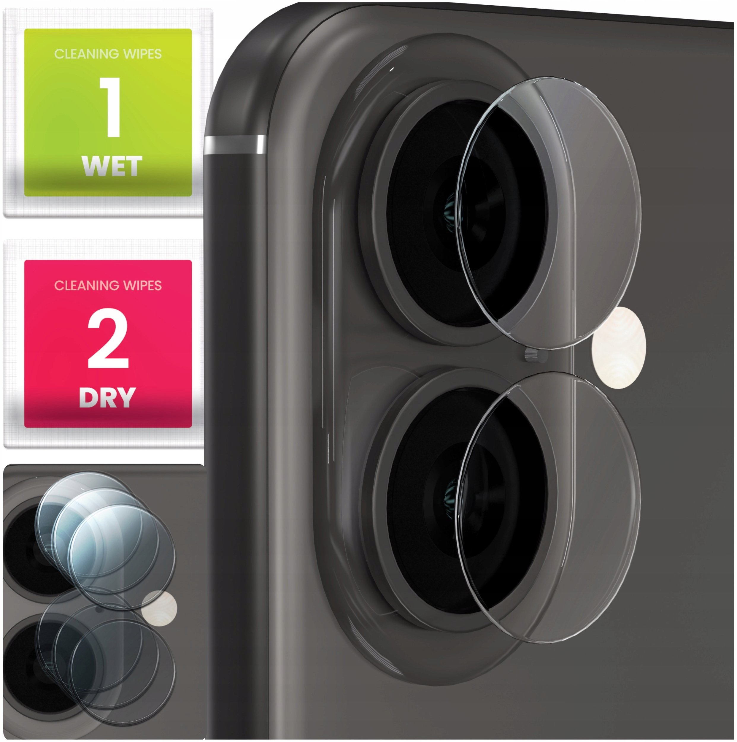 3-PAK Szkło Na Aparat Do Apple iPhone 16 / 16 Plus (Hartowane, Na Obiektyw)