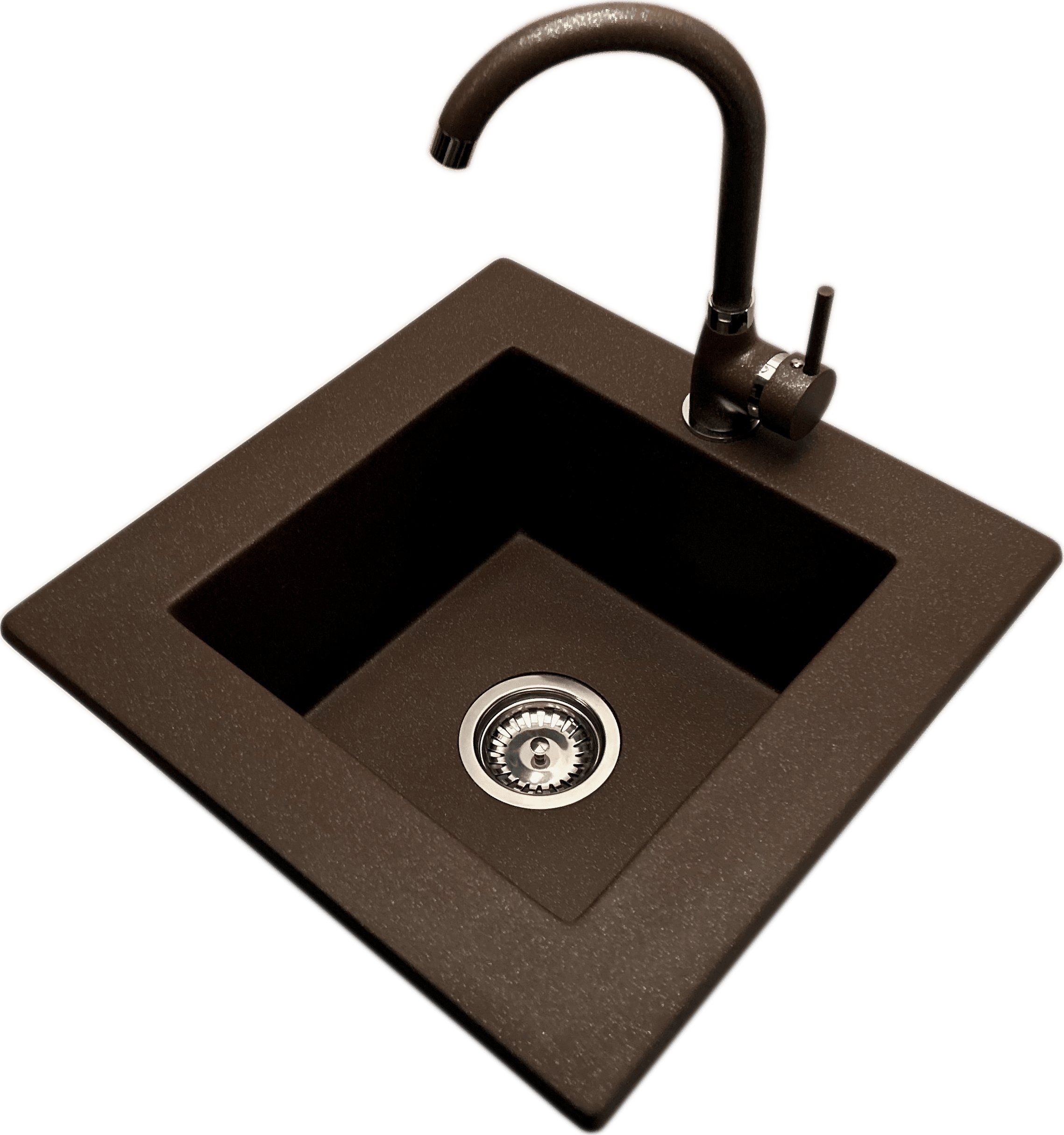 Zlewozmywak PREHNIT Zlewozmywak jednokomorowy FRENIT 12 brąz metalik + bateria NOON