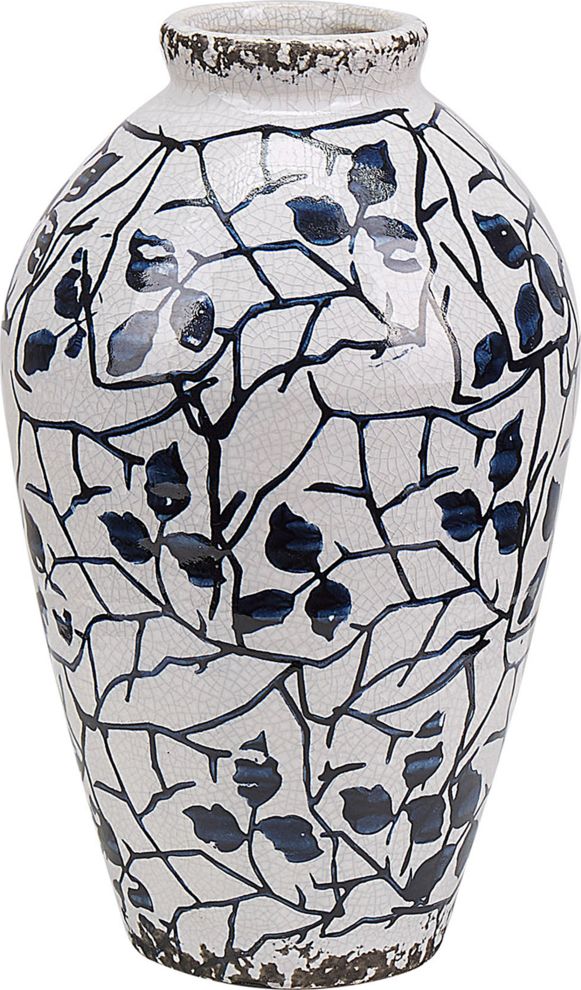 Shumee Wazon na kwiaty 22 cm biały z niebieskim MALLIA