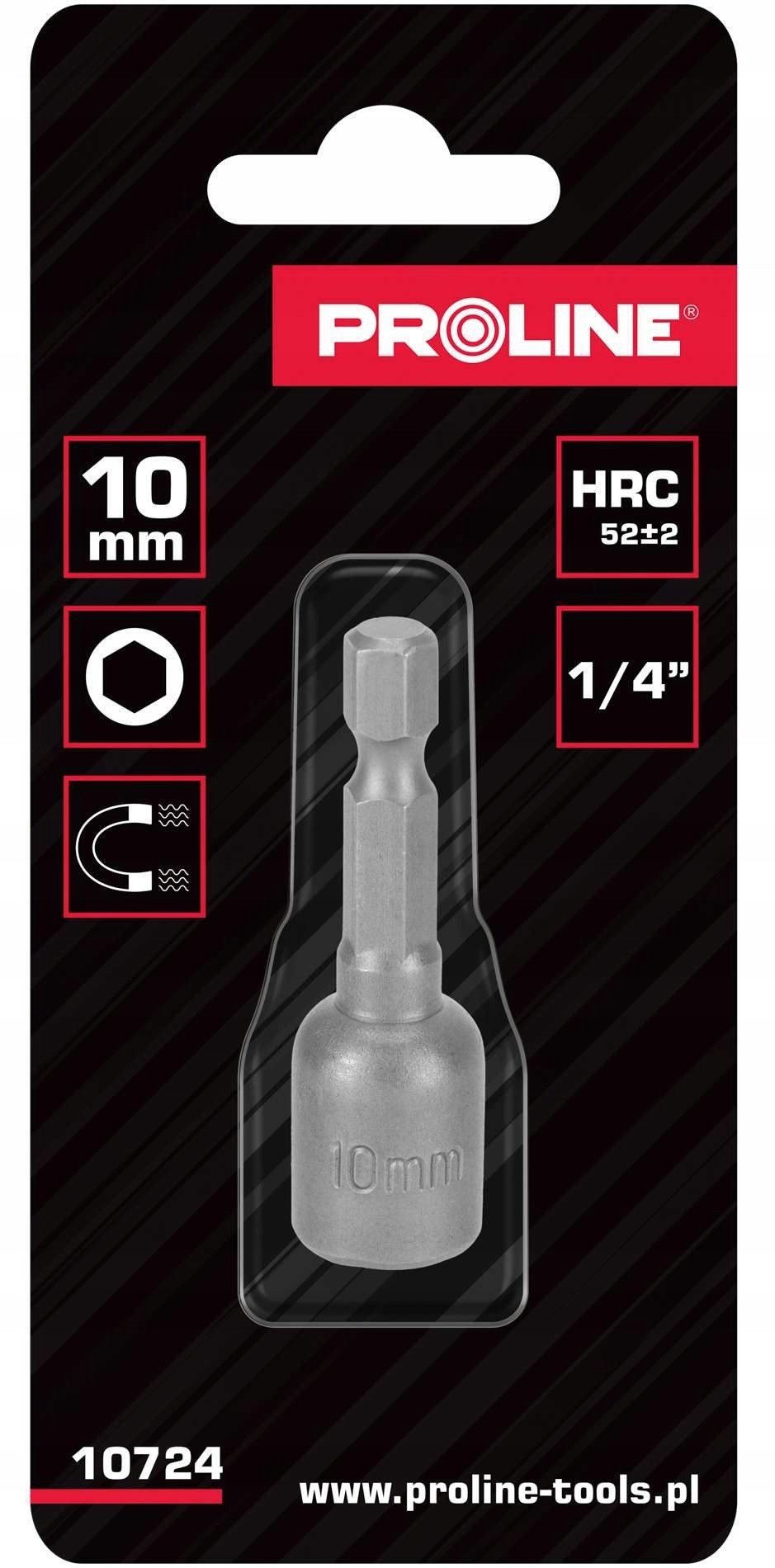 KOŃCÓWKA Z NASADKĄ MAGNET.,1/4", 6-KĄT, 10MM, SZT.1 PROLINE