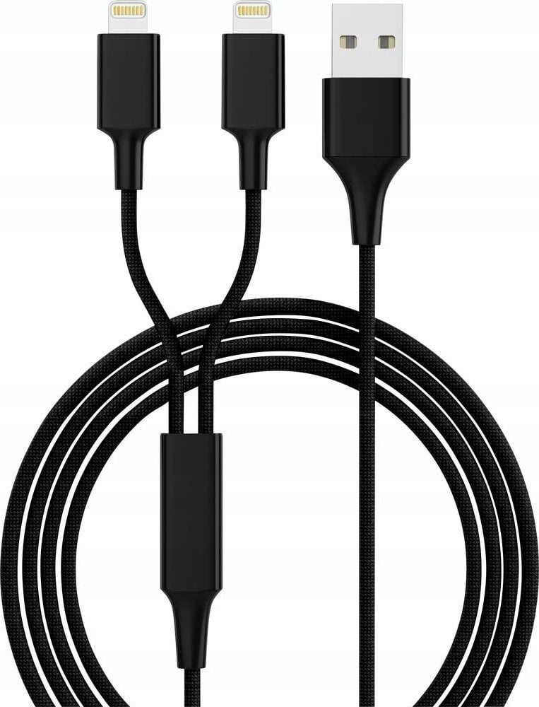 Kabel USB USB-A - 2x Lightning 1.2 m Czarny (SMRTER_HYDRA_DUO_L_BK)
