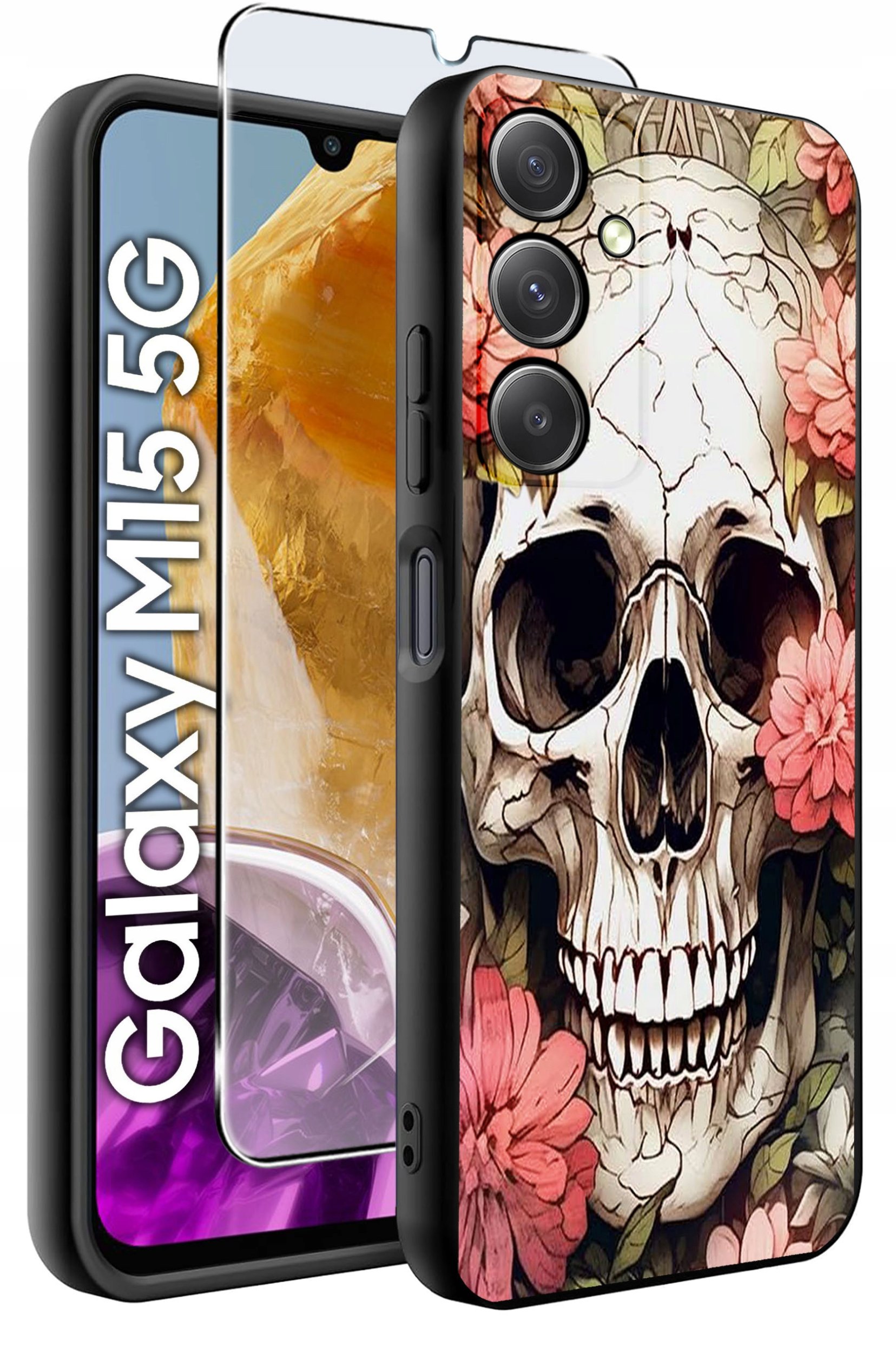 ETUI do Samsung M15 5G WZORY | SILIKONOWE MATT CASE + SZKŁO HARTOWANE 9H