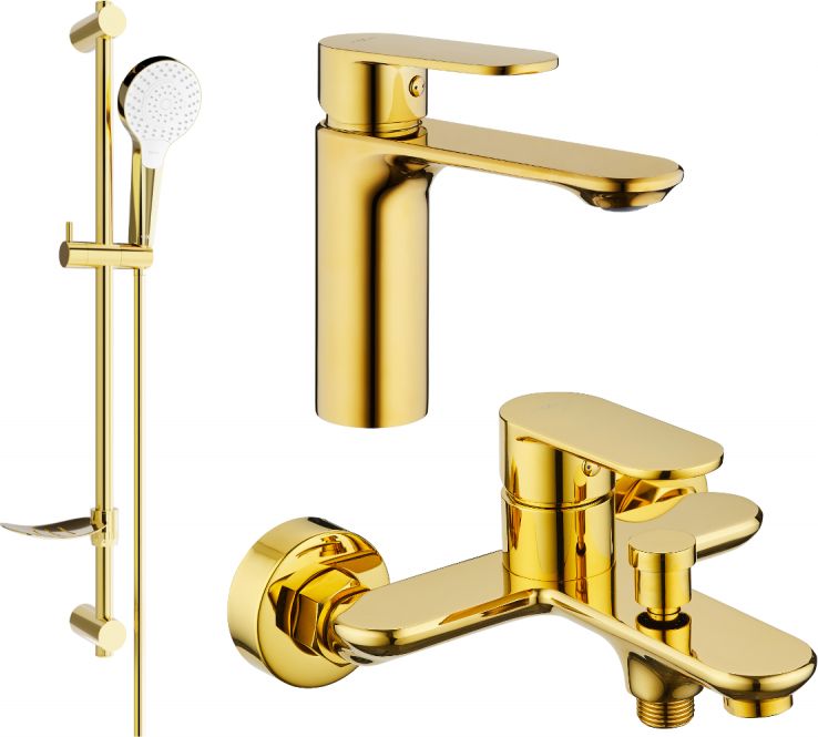 Mexen Mexen Milo DF05 zestaw wannowy, złoty - 71303DF05-50