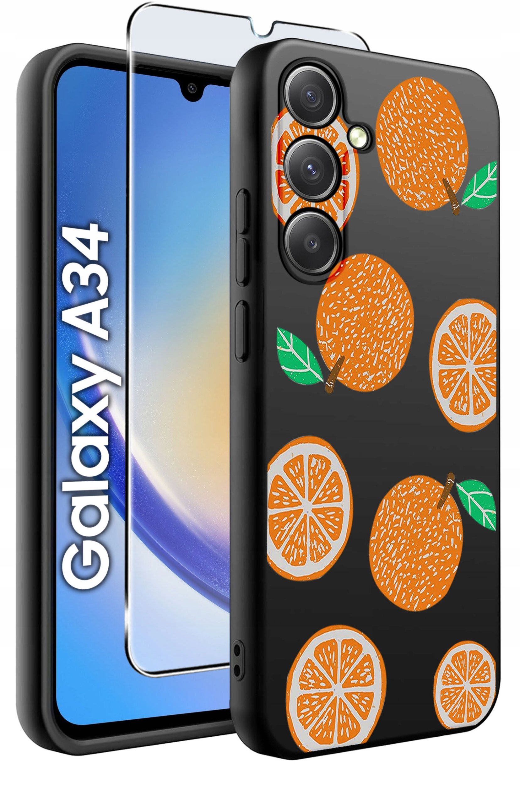 ETUI do Samsung A34 5G WZORY | SILIKONOWE MATT CASE + SZKŁO 9H