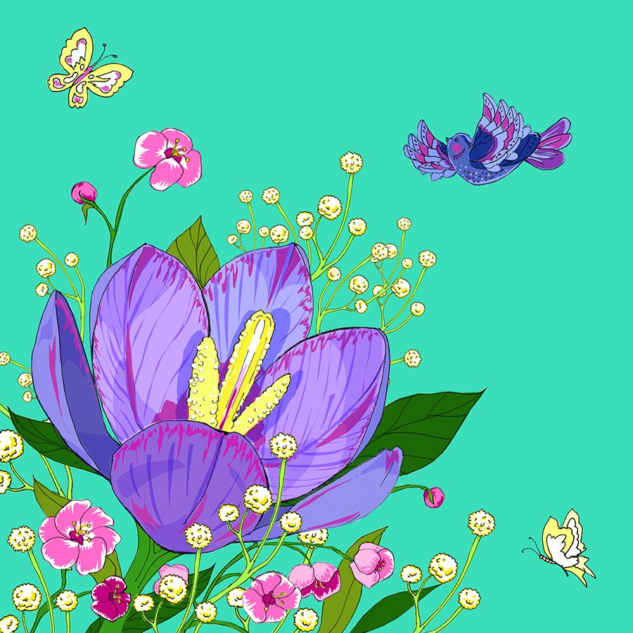 Clear Creation Karnet Swarovski kwadrat Kwiaty (CL0608)