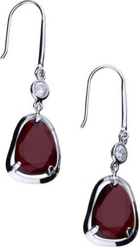 Lovrin Srebrne kolczyki 925 czerwony kamień i cyrkonia 4,25g