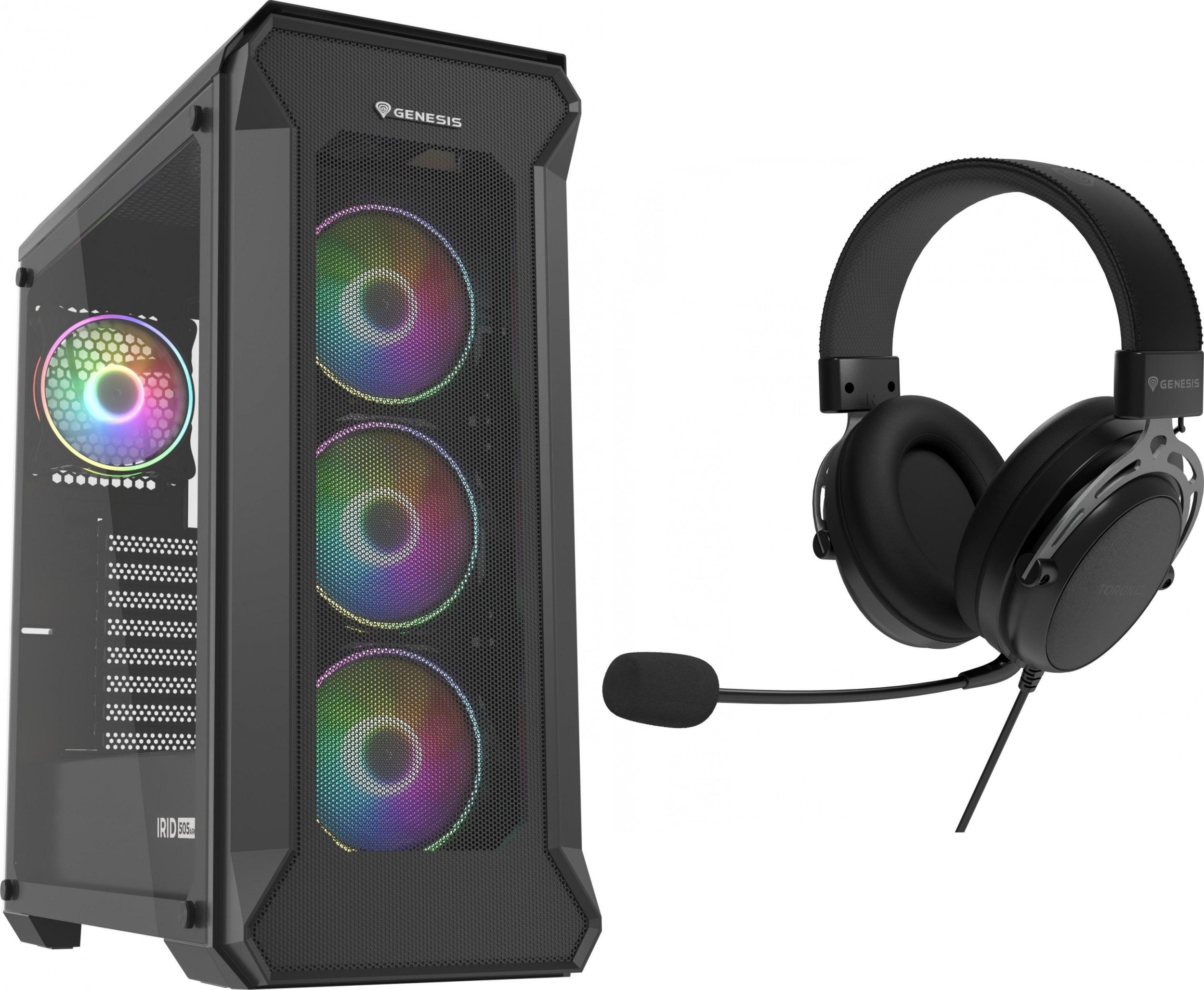Obudowa Genesis Obudowa Genesis IRID 505 ARGB V2 (NPC-1518) + Słuchawki Genesis Toron 301 Czarne (NSG-2160)