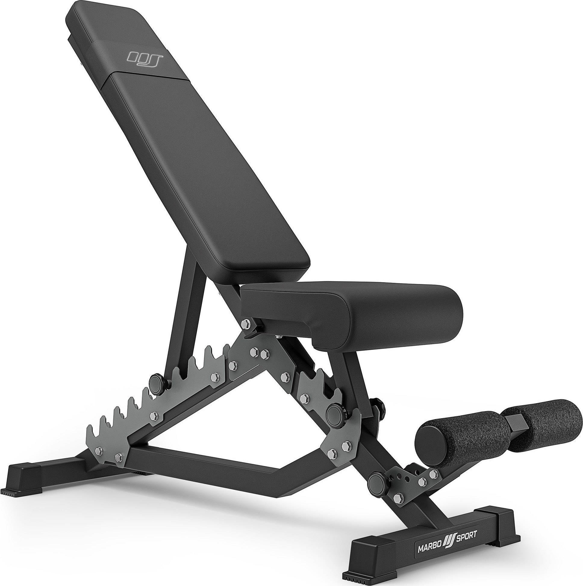 Zestaw MS24_2.0_113KG | Ławka dwustronna + wielopoziomowe stojaki (2 sztuki) + zestaw gryfów i obciążeń 113 kg - Marbo Sport