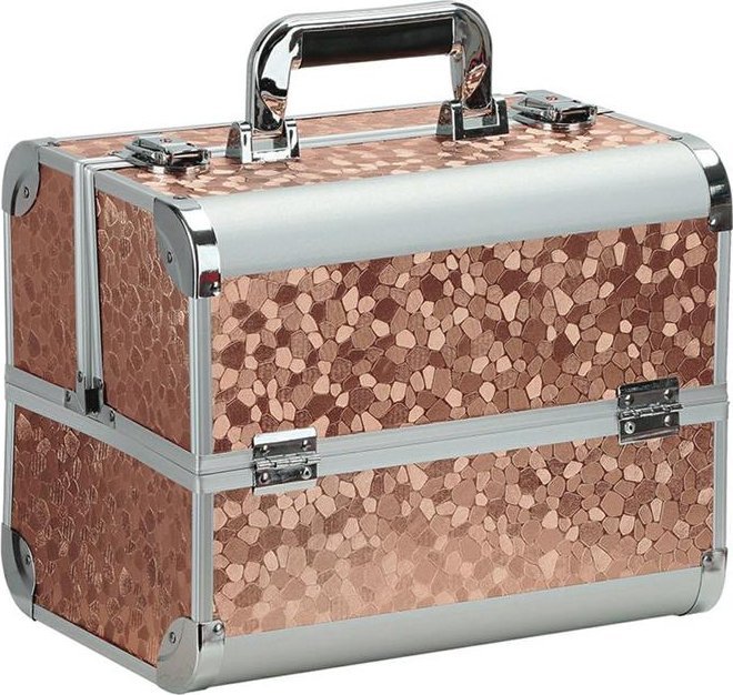 Apte KUFEREK KOSMETYCZNY FRYZJERSKI damski zamykany brązowy CA4F