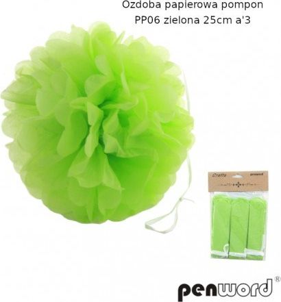 Polsirhurt Pompon papierowy zielony 25cm pp06
