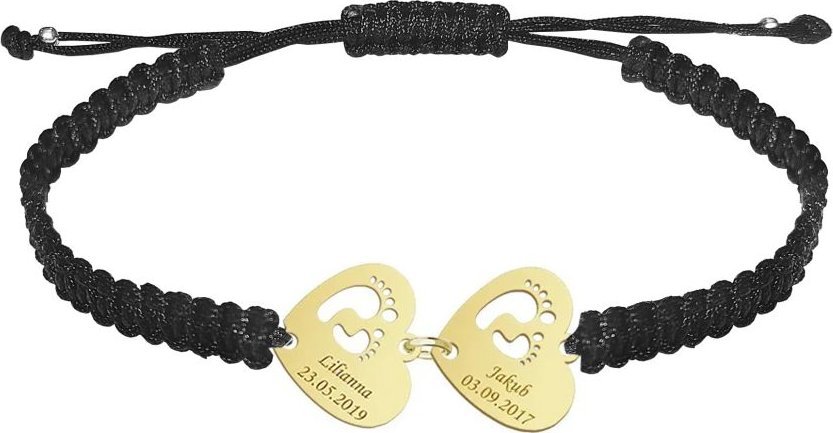 Radziszewska Jewellery Imię Dziecka Pozłacana Bransoletka Serce Stópki dla Mamy GRAWER GRATIS