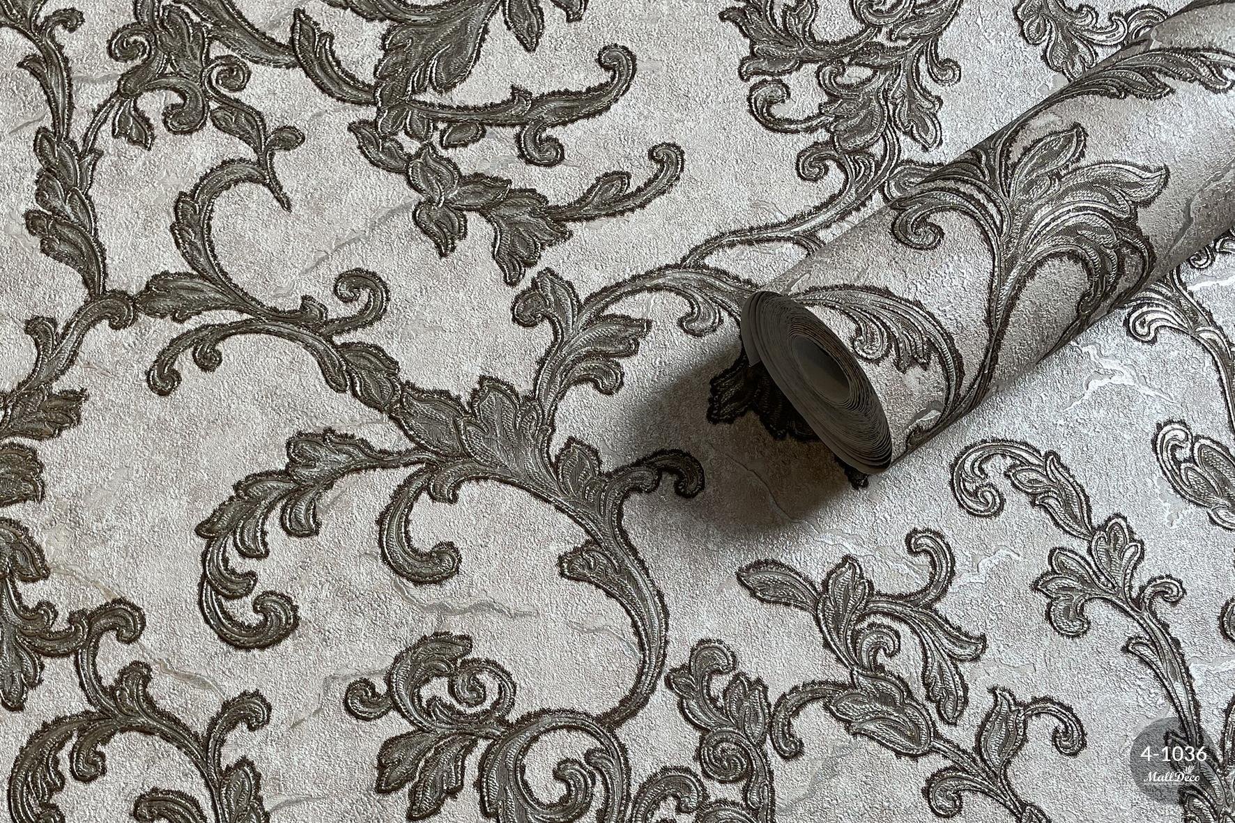 MallDeco MODEL TAPETY WINYLOWEJ BELISA DECOR CAPPUCCINO-SREBRNO-ZŁOTY