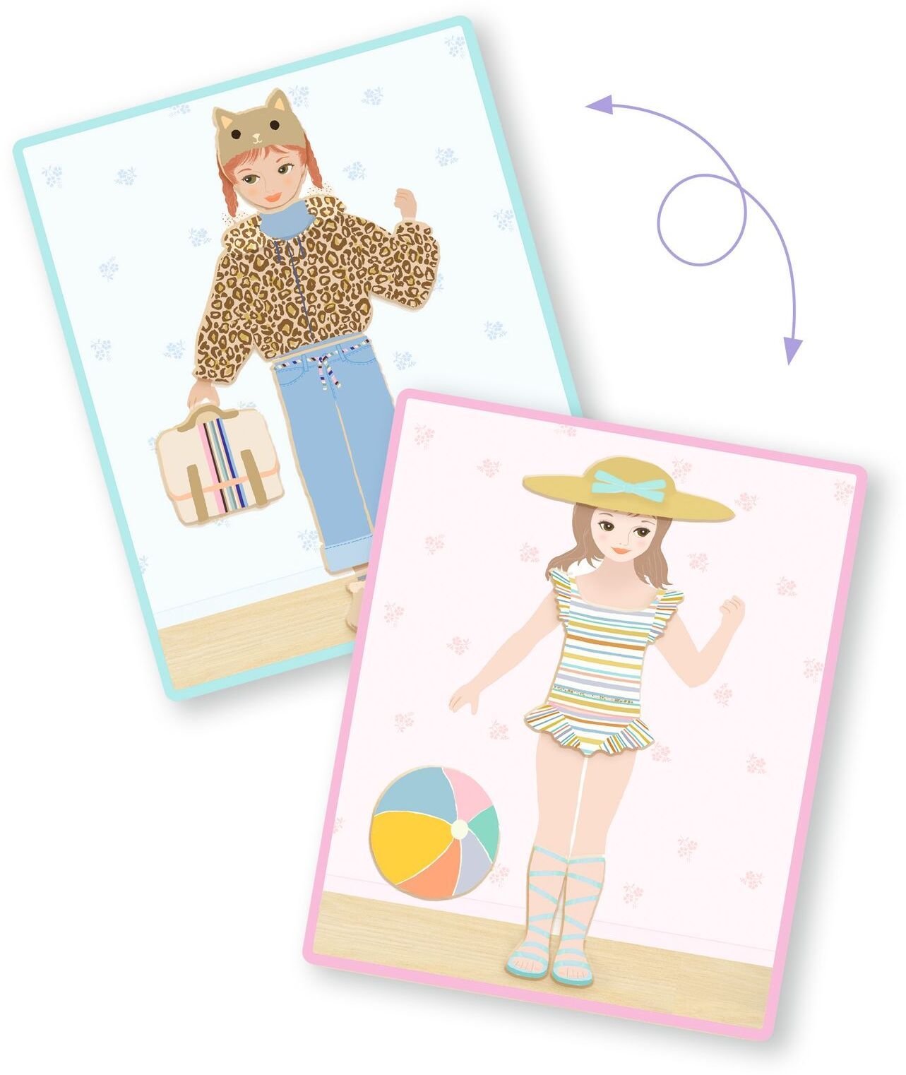 Djeco Drewniane magnesy i metalowe pudełko - Odzież