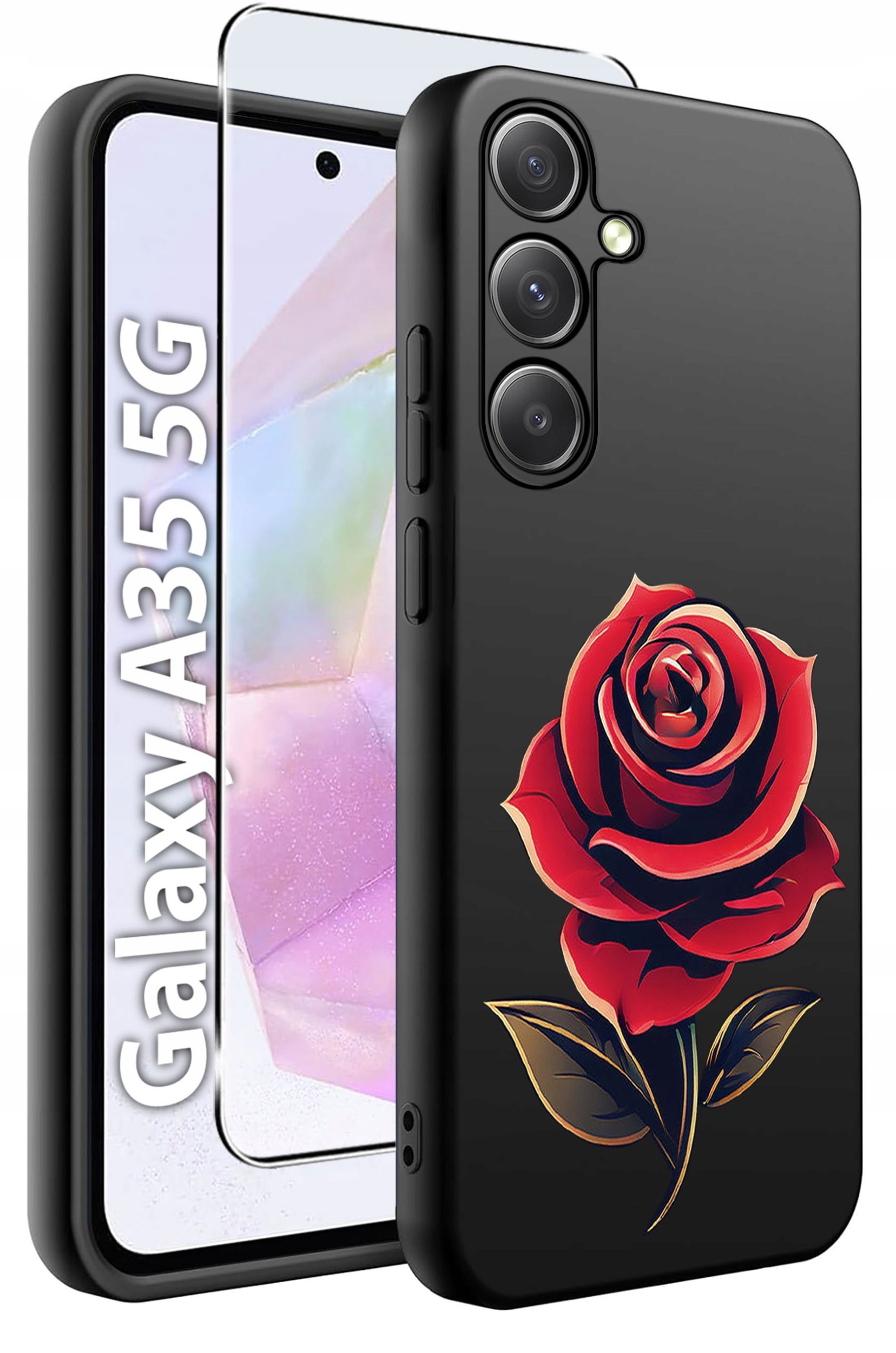 ETUI do Samsung A35 5G WZORY | SILIKONOWE MATT CASE + SZKŁO HARTOWANE 9H