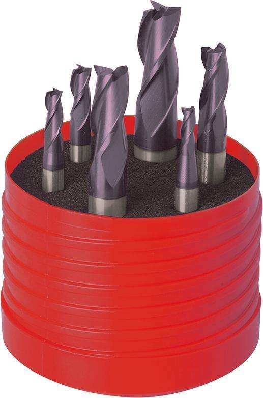 Zest.frezów trzpien. pełnow.dł.TiAlN 3-ostr.chchwyt HB 6-częściowy 4/5/6/8/10/12mm FORMAT