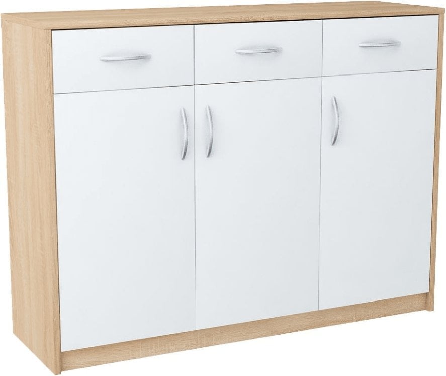 Komoda z szufladami do sypialni, Classic, 110x35x85 cm, dąb sonoma, biel, mat | TYLETEGOTU