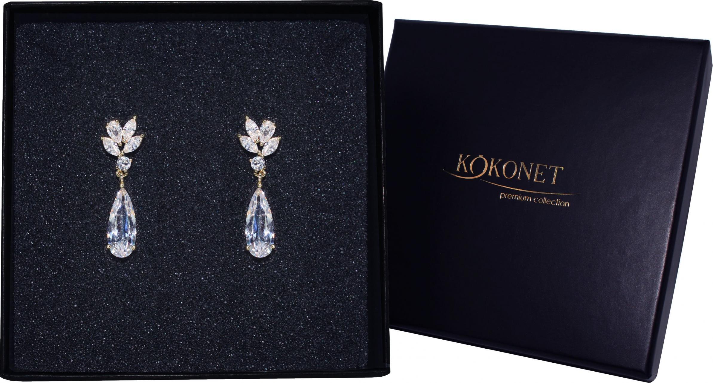 KOKONET Kolczyki pozłacane ślubne swarovski piękne boho