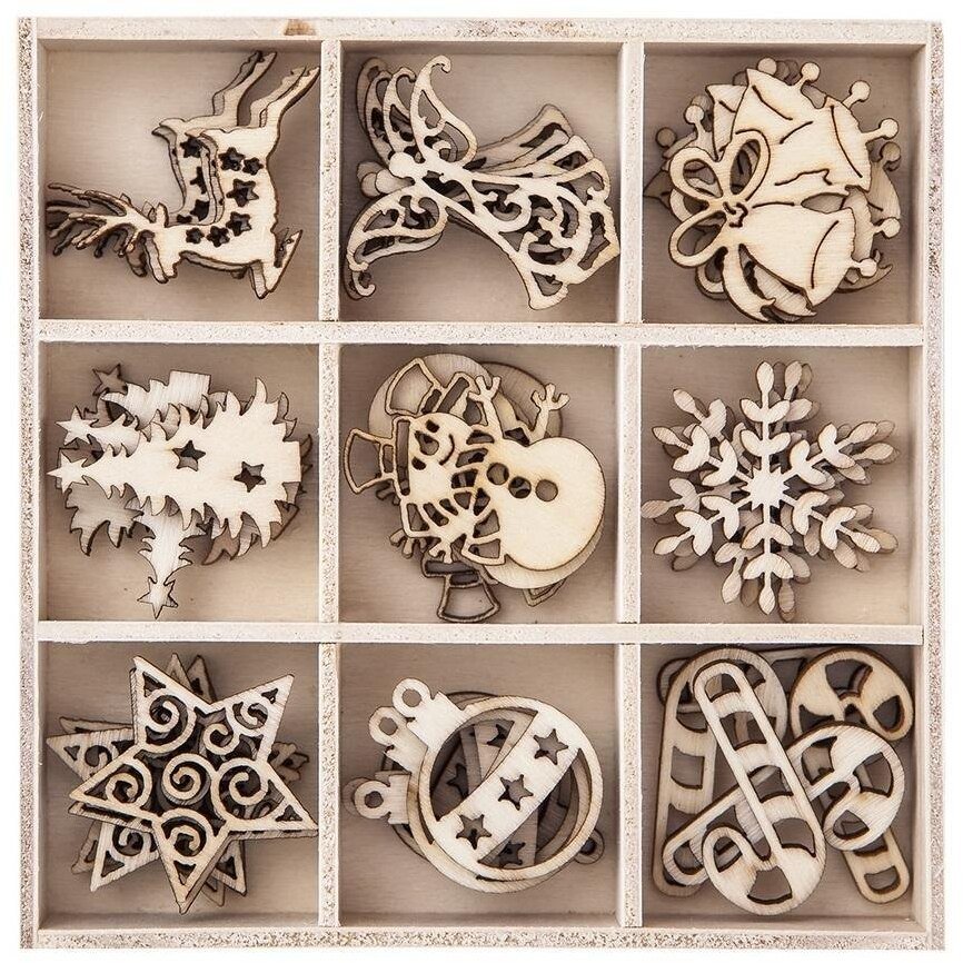 Party Deco Kształty z drewna - święta 45szt