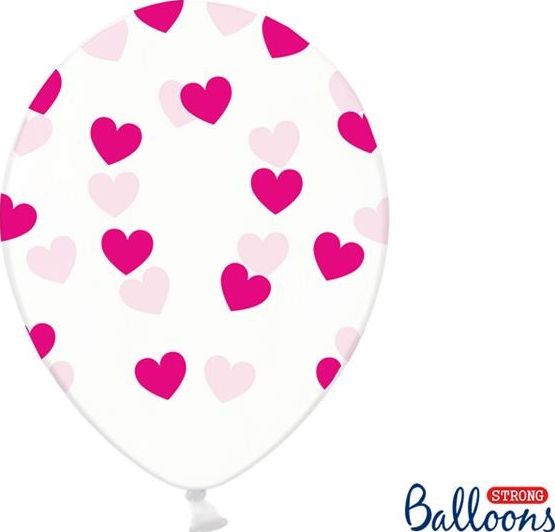 Party Deco Balony Strong, fuksjowe serduszka, 30 cm, 6 szt. uniwersalny